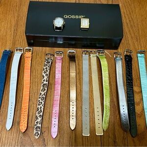 Set of 2 Gossip Watch Faces w/  12 interchangeable Classic Trendy Unique Straps